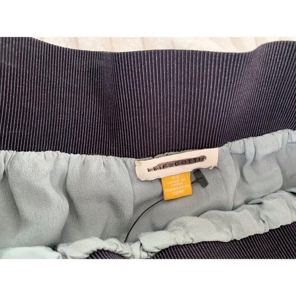 Anthropologie Leifsdottir Silk Skirt Navy Blue Light Blue Aqua Stitching Sz XS - Picture 10 of 14